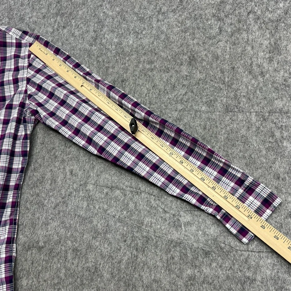 Banana Republic Shirt Mens Medium Purple Plaid Grant Fit Custom 078 Cotton Work